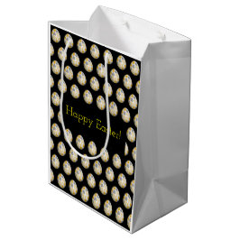 ハッピーイースターエッグパターン（の模様が）あるスタイリッシュ ミディアムペーパーバッグ