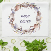 ハッピーイースターエッグフローラリース キッチンタオル (折り畳み)