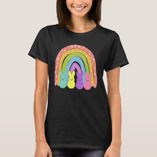 ハッピーイースターエッグ格言レインボーイースターエッグ狩り Tシャツ (正面)