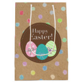 ハッピーイースターエッグ水玉模様オンクラフフェイクト紙 ミディアムペーパーバッグ (裏面)