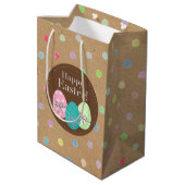 ハッピーイースターエッグ水玉模様オンクラフフェイクト紙 ミディアムペーパーバッグ (裏面アングル)