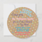 ハッピーイースターエッグ水玉模様オンクラフフェイクト紙 招待状 (裏面)