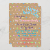 ハッピーイースターエッグ水玉模様オンクラフフェイクト紙 招待状 (正面/裏面)