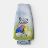 ハッピーイースターエッグ花の写真ピンク ボトルクーラー (正面)
