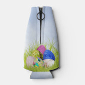 ハッピーイースターエッグ花の写真ピンク ボトルクーラー (裏面)