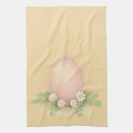 ハッピーイースターエッグ&春の花 キッチンタオル (縦)