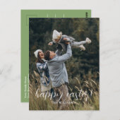 ハッピーイースターエレガントスクリプトファパーソナライズされたミリ ポストカード (正面/裏面)