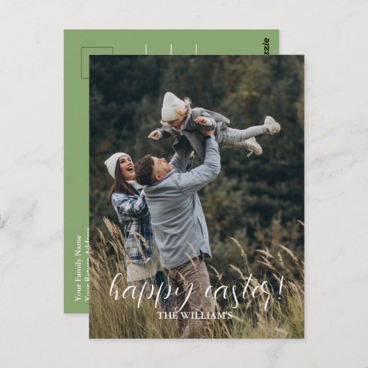 ハッピーイースターエレガントスクリプトファパーソナライズされたミリ ポストカード (正面/裏面)