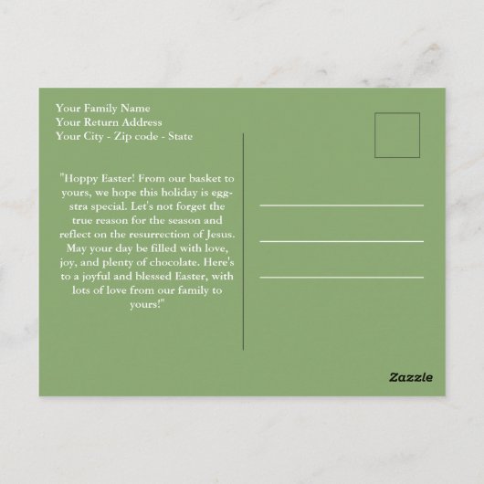 ハッピーイースターエレガントスクリプトファパーソナライズされたミリ ポストカード (裏面)