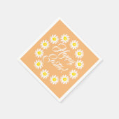 ハッピーイースターオレンジスクリプトかわいいデイジー陽気 スタンダードカクテルナプキン (角)