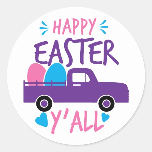 ハッピーイースターオールエッグモダントラック ラウンドシール (正面)