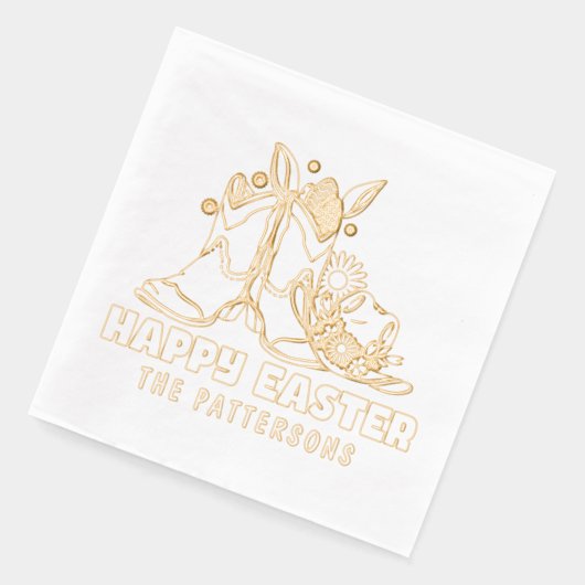 ハッピーイースターカウボーイブーツウェスタンパーソナライズされた 箔ナプキン (左)