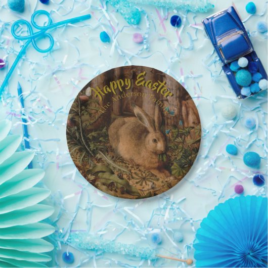 ハッピーイースターカスタムウサギイヤーパーソナライズされたプレート ペーパープレート (パーティー)