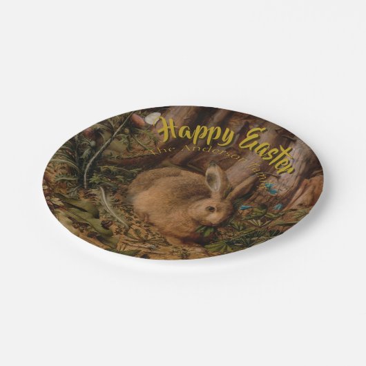 ハッピーイースターカスタムウサギイヤーパーソナライズされたプレート ペーパープレート (アングル)