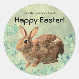 ハッピーイースターカスタムスウィートかわいいパステルバニーフローラ ラウンドシール