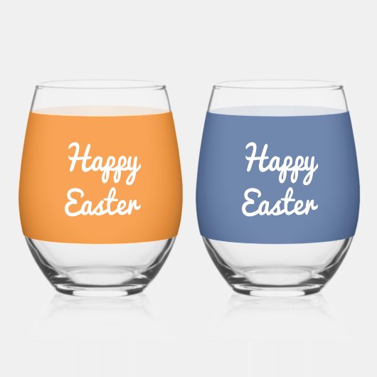 ハッピーイースターカスタムセット2ステムレスワイングラス ステムなしワイングラス (正面)