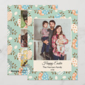 ハッピーイースターカスタムファミリーフォトフラットホリデーカード シーズンカード (正面/裏面)