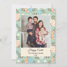 ハッピーイースターカスタムファミリーフォトフラットホリデーカード シーズンカード