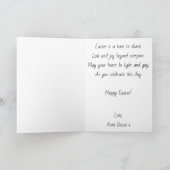 'ハッピーイースター'カスタム文字、レインボーイースターバニー カード (内部)