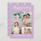 ハッピーイースターカスタム4フォトコラージファミリーイースター シーズンカード (正面/裏面)