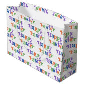 ハッピーイースターカラフルお洒落レトロタイポグラフィ ラージペーパーバッグ (裏面アングル)
