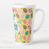 ハッピーイースターカラフルイースターエッグスパターン黄 カフェラテマグ (右)