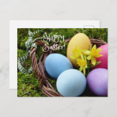 ハッピーイースターカラフルイースターエッグバスケット ポストカード (正面/裏面)