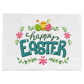 ハッピーイースターカラフルイースターエッグ大抱き枕 ラージペーパーバッグ (裏面)