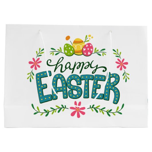 ハッピーイースターカラフルイースターエッグ大抱き枕 ラージペーパーバッグ (裏面)