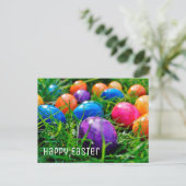 ハッピーイースターカラフルエッグスオングラス写真はがき シーズンポストカード (スタンド正面)