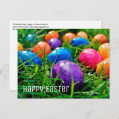 ハッピーイースターカラフルエッグスオングラス写真はがき シーズンポストカード (正面/裏面)