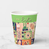ハッピーイースターカラフルコラージュ 紙コップ (正面)