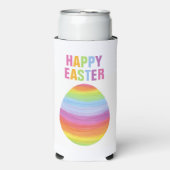 ハッピーイースターカラフルストライプイースターストライプのエッグ スリム缶クーラー (Seltzer正面)