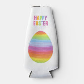 ハッピーイースターカラフルストライプイースターストライプのエッグ ボトルクーラー (正面)