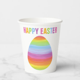 ハッピーイースターカラフルストライプイースターストライプのエッグ 紙コップ