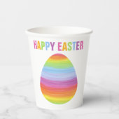 ハッピーイースターカラフルストライプイースターストライプのエッグ 紙コップ (正面)