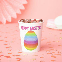 ハッピーイースターカラフルストライプイースターストライプのエッグ 紙コップ