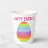 ハッピーイースターカラフルストライプイースターストライプのエッグ 紙コップ (裏面)