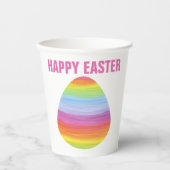 ハッピーイースターカラフルストライプイースターストライプのエッグ 紙コップ (正面)