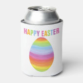 ハッピーイースターカラフルストライプイースターストライプのエッグ 缶クーラー (缶正面)