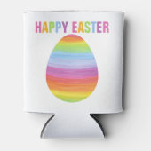 ハッピーイースターカラフルストライプイースターストライプのエッグ 缶クーラー (正面)