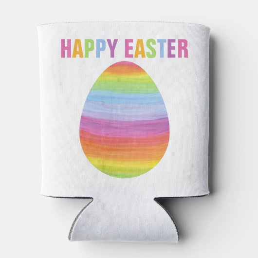 ハッピーイースターカラフルストライプイースターストライプのエッグ 缶クーラー (裏面)