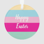 ハッピーイースターカラフルストライプパターン装飾用クッション オーナメント (裏面)
