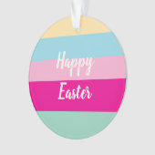 ハッピーイースターカラフルストライプパターン装飾用クッション オーナメント (正面)