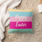 ハッピーイースターカラフルストライプパターン装飾用クッション クッション (ブランケット)