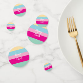 ハッピーイースターカラフルストライプパターン装飾用クッション コンフェッティ