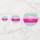 ハッピーイースターカラフルストライプパターン装飾用クッション コンフェッティ (正面)