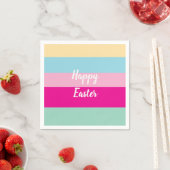ハッピーイースターカラフルストライプパターン装飾用クッション スタンダードカクテルナプキン (インサイチュ)