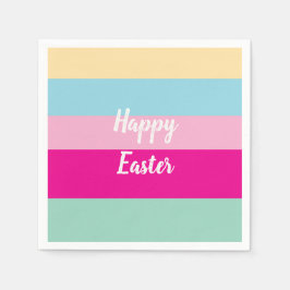 ハッピーイースターカラフルストライプパターン装飾用クッション スタンダードカクテルナプキン