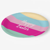 ハッピーイースターカラフルストライプパターン装飾用クッション ペーパープレート (アングル)